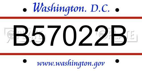 B57022B District Of Columbia License Plate