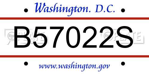 B57022S District Of Columbia License Plate