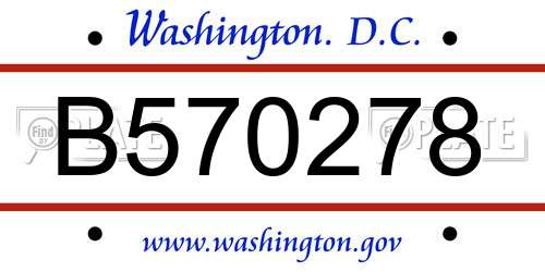 B570278 District Of Columbia License Plate