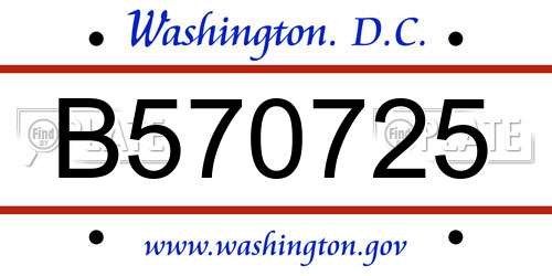 B570725 District Of Columbia License Plate