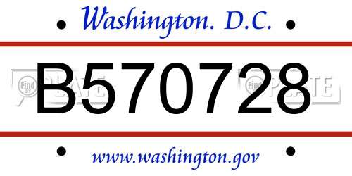 B570728 District Of Columbia License Plate