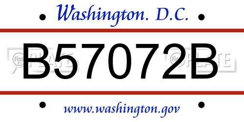 B57072B District Of Columbia License Plate