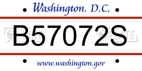 B57072S District Of Columbia License Plate