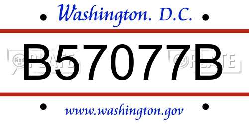 B57077B District Of Columbia License Plate