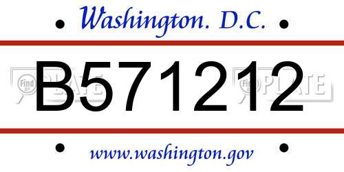 B571212 District Of Columbia License Plate
