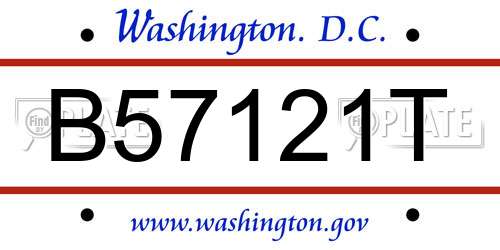 B57121T District Of Columbia License Plate