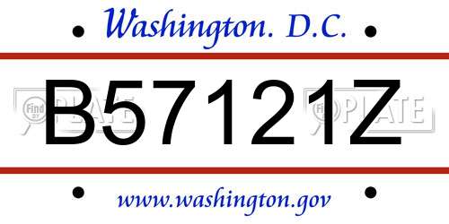 B57121Z District Of Columbia License Plate