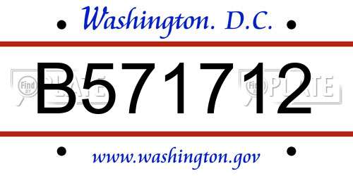 B571712 District Of Columbia License Plate