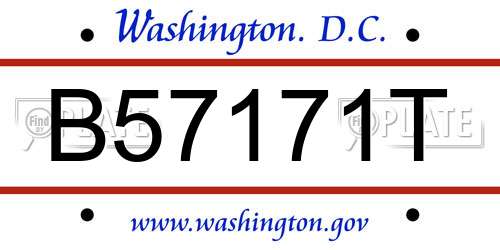 B57171T District Of Columbia License Plate