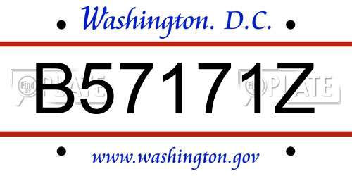 B57171Z District Of Columbia License Plate