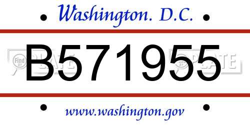 B571955 District Of Columbia License Plate