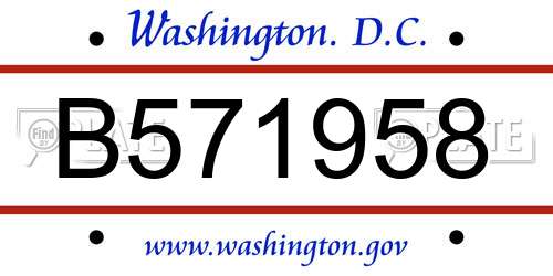 B571958 District Of Columbia License Plate