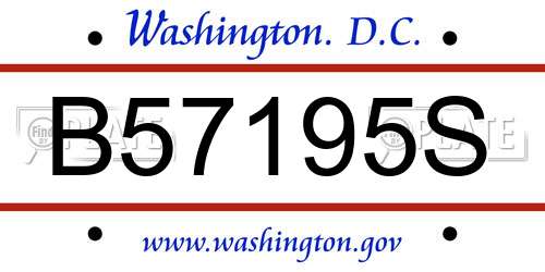 B57195S District Of Columbia License Plate