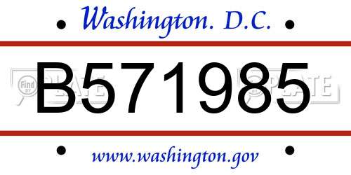 B571985 District Of Columbia License Plate