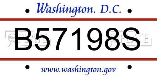 B57198S District Of Columbia License Plate