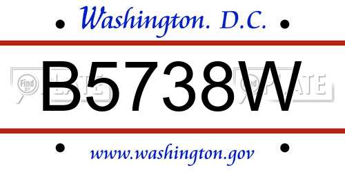 B5738W District Of Columbia License Plate