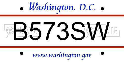 B573SW District Of Columbia License Plate