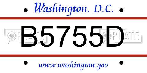 B5755D District Of Columbia License Plate