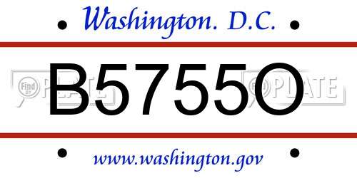 B5755O District Of Columbia License Plate