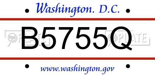 B5755Q District Of Columbia License Plate