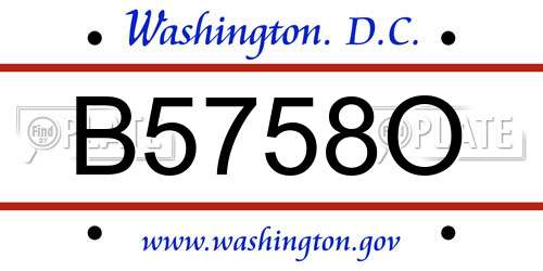 B5758O District Of Columbia License Plate