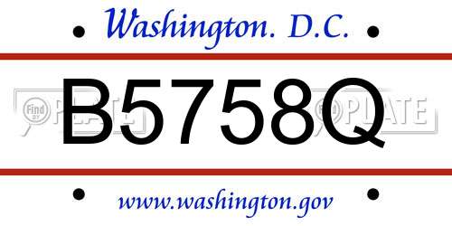 B5758Q District Of Columbia License Plate