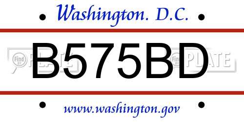 B575BD District Of Columbia License Plate