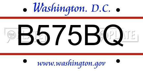 B575BQ District Of Columbia License Plate
