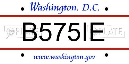 B575IE District Of Columbia License Plate