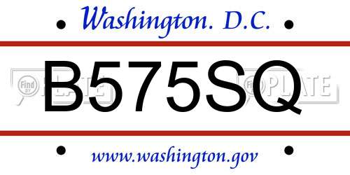 B575SQ District Of Columbia License Plate