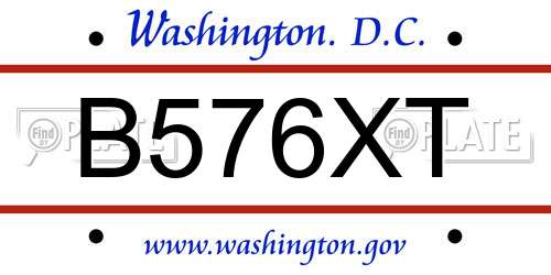 B576XT District Of Columbia License Plate