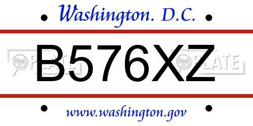 B576XZ District Of Columbia License Plate