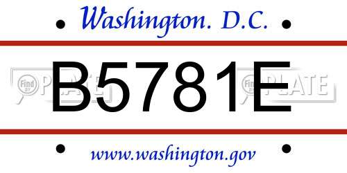 B5781E District Of Columbia License Plate