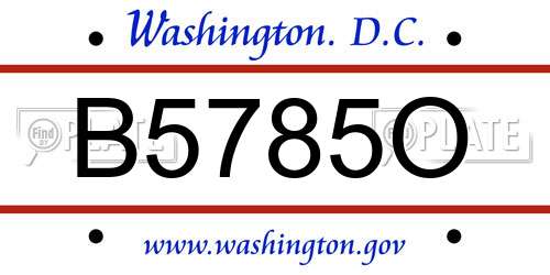 B5785O District Of Columbia License Plate