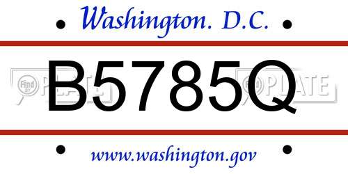 B5785Q District Of Columbia License Plate