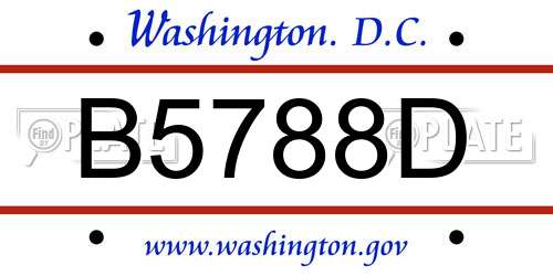 B5788D District Of Columbia License Plate