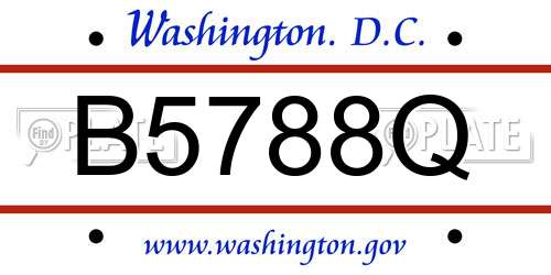 B5788Q District Of Columbia License Plate
