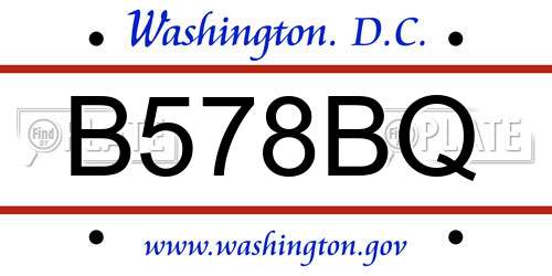 B578BQ District Of Columbia License Plate