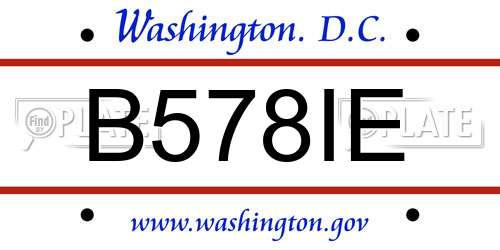 B578IE District Of Columbia License Plate