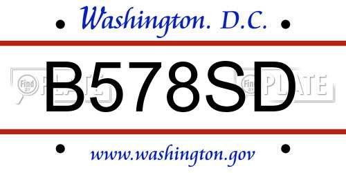 B578SD District Of Columbia License Plate