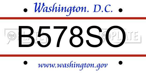 B578SO District Of Columbia License Plate