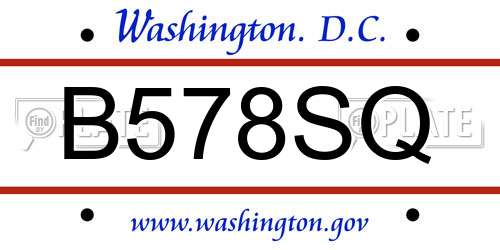 B578SQ District Of Columbia License Plate