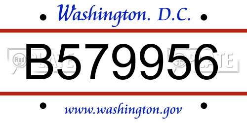 B579956 District Of Columbia License Plate