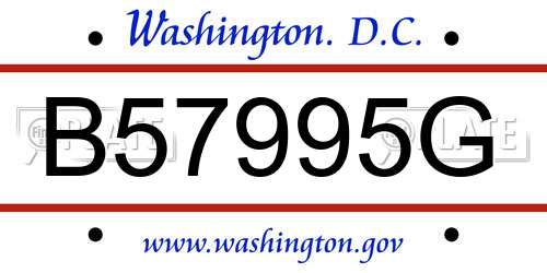 B57995G District Of Columbia License Plate