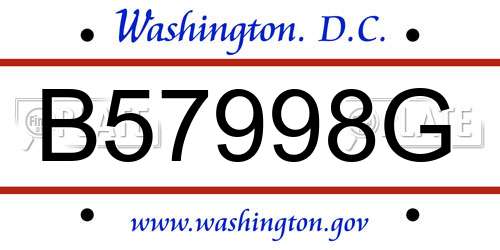 B57998G District Of Columbia License Plate