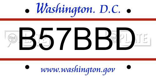 B57BBD District Of Columbia License Plate