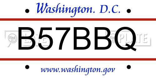 B57BBQ District Of Columbia License Plate
