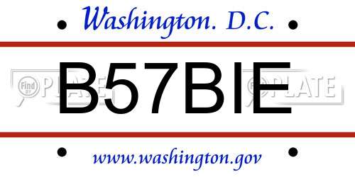 B57BIE District Of Columbia License Plate