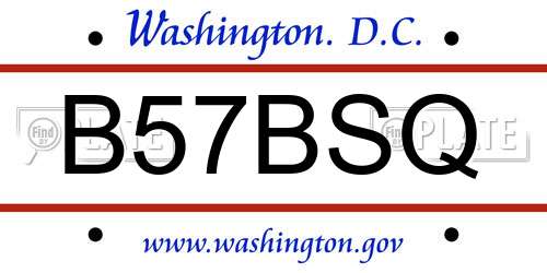 B57BSQ District Of Columbia License Plate