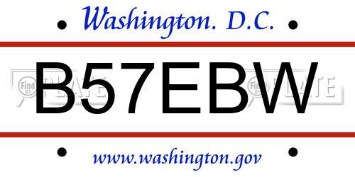 B57EBW District Of Columbia License Plate